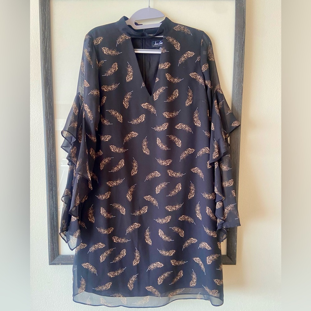 Black feather print choker dress by Sam Edelman - Picture 5 of 5